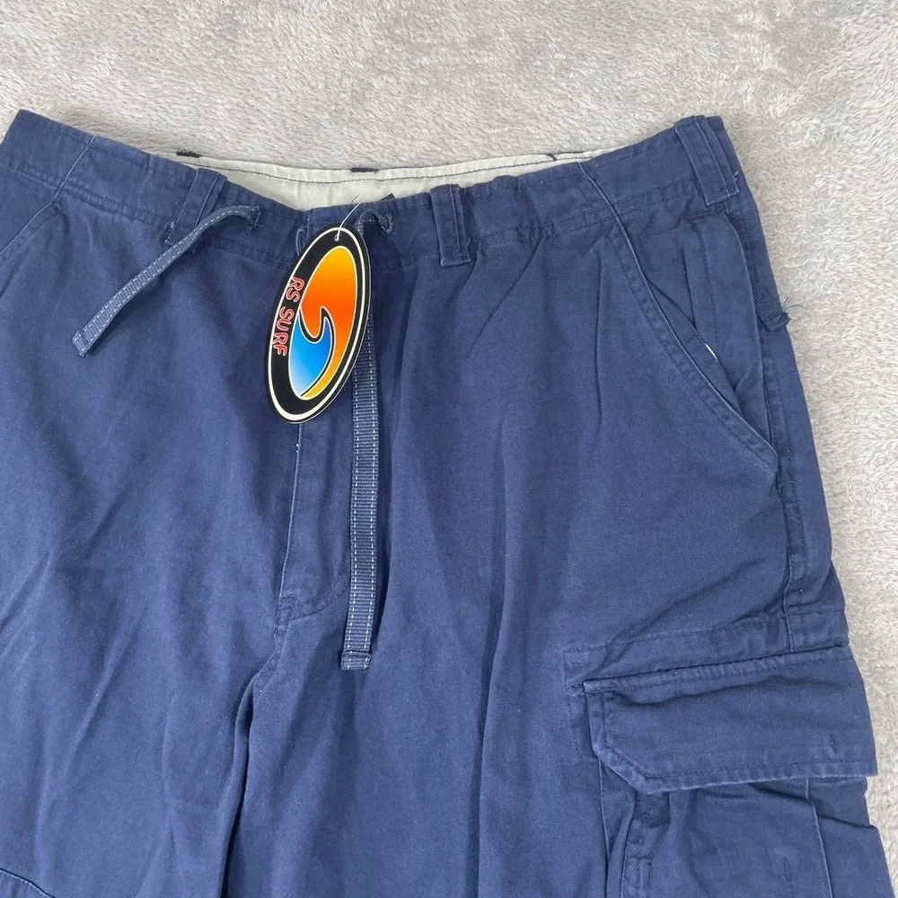 RS Surf Cargo Shorts Mens Large Navy Blue Baggy Skater Y2K Style